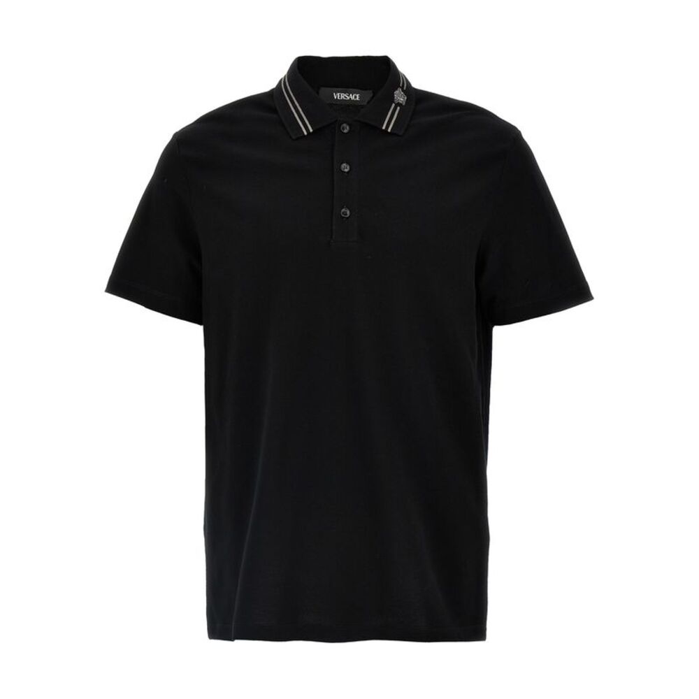 Versace Black Cotton Polo Men's Shirt